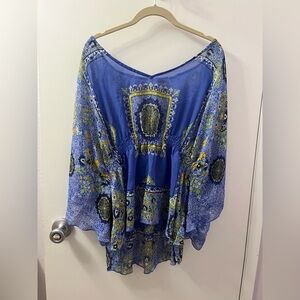 Alison Brittney 2X EUC Boho Paisley Sheer Top. 26-28 PTP/“Open Sleeve”